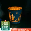 Taza de Vela Navideña Romántica Aromaterapia Fragancia Sin Humo Translúcida Taza de Meditación Pintura a Fuego Decorativa Personalizada Adornos de Taza de Vela de Vidrio