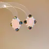 Pendientes Ovalados de Perla con Diamantes y Tachuelas Plateadas, Diseño Elegante, Pendientes Pequeños y Sencillos, Exquisitos y Versátiles para el Uso Diario