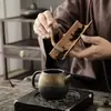 Tetera de oro vintage hecha a mano estilo japonés juego de té Kung Fu de cerámica tetera individual tetera de mano pequeña cafetera flujo de agua suavemente