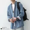 Camisa jeans masculina moda marca de manga comprida estilo coreano moda masculina Tooling camisa solta estilo japonês verão jaqueta casual para homens