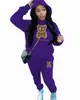 Novo conjunto de moletom com capuz casual de comércio exterior marca de moda conjunto de moletom estampado com cabeça de urso tamanho europeu moletom