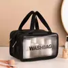 Bolsa de Maquiagem Estilo Tiktok para Mulheres, Bolsa de Armazenamento Portátil à Prova d'Água de Grande Capacidade, Bolsa de Higiene Transparente para Viagem com Separação Seco-Molhado