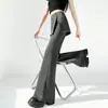 Novedad Otoño 2026 Estilo Mujer Pantalones de Pierna Ancha Acampanados Falsos de Dos Piezas Abotonados, Algodón de Aire Cintura Alta Adelgazantes Micro Acampanados