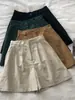 Pantalones Cortos de Algodón Lino Vintage Estilo Japonés para Mujer Verano Cintura Alta Pequeños Delgados Lino Pierna Ancha Casual Forma A Pantalones Cinco Puntos