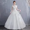 Novo Vestido de Noiva Francês Hepburn Retrô Longo 2026, Vestido Branco Conservador Emagrecedor para Mulheres Baixas