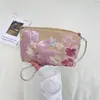 Bolsa envelope feminina de festa floral bordada com lantejoulas, bolsa de ombro, bolsa de axila, streetwear, festa de fim de ano, bolsa pequena quadrada transversal