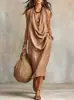 Novo vestido feminino europeu e americano transfronteiriço da Amazon com mangas casuais, design de gola solta e estilo resort