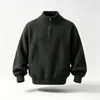 Suéter misto com zíper parcial para homens, outono e inverno, estilo casual, malha com zíper parcial, gola alta, suéter solto e estiloso
