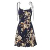 Vestido Ruffle com Estampa Floral Vintage Estilo Francês, Novo Modelo de Verão, Vestido Curto Slim-Fit Acinturado para Férias para Mulheres