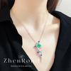 Collar con colgante de serpiente y esmeralda de gran marca, anillo de serpiente de diamantes de lujo, pendientes de circonita Fanta para mujer