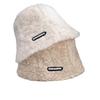 Sombrero de pescador de pelo blanco para mujer, otoño e invierno 2022, nuevo, forrado de vellón, cálido, estilo coreano, combina con todo, liso, sombrero de pescador, moda