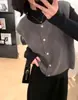 Chaleco de punto de una sola pieza de moda DeRong de 360 gramos, engrosado, con capas, de color liso, cuello redondo, estilo cárdigan, versátil y elegante para mujer