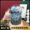 Día de San Valentín Chino Hecho a Medida Cubierta de Vidrio Eterno Regalo Rosa Azul Flor de Hierba Eterna Juego de Regalo Hecho a Mano