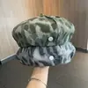Boina Octagonal de Camuflaje para Mujer, Moda de Primavera y Otoño, Boina de Artista con Estampado de Leopardo, Circunferencia de Cabeza Grande, Boina Retro Británica