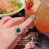 Anel de Amor Brilhante Tan San Zi Love Gem Designer 18K Ouro Carmim Zircon Anel de Coração Ajustável