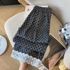 Pantalones de pierna ancha de lana de cintura alta con diseño de encaje, elásticos, estilo coreano, holgados, novedad primavera 2025, para adelgazar
