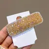 Versión Coreana Super Brillante Clip para el Pelo Cuadrado de Cristal con Diamantes Completos Pasador Simple para Flequillo Lateral Pasador Elegante Clip para el Pelo con Pedrería para Mujer