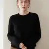 Otoño e Invierno Nuevo Suéter Grueso de Cachemira para Mujer Suave Ceroso de Manga Larga Cálido Tejido Camiseta Base Top