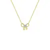Collar de Nudo para Niña Estilo Europeo y Americano de Gama Alta, Chapado en Oro Genuino, Lujo Ligero Nicho Colgante de Corazón con Lazo de Diamantes Regalo