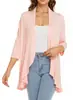 Roupas Femininas Europeias e Americanas Transfronteiriças Estação Independente da Amazon Outono Novo Cardigan de Cor Sólida Jaqueta Manga Sete Babados Top