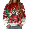 Popular Sudadera Cruzada Europea y Americana Otoño e Invierno Nueva Sudadera Pulóver con Cuello Redondo de Moda Estampado 3D para Mujer Navidad Calle