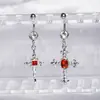 Anillo para ombligo rojo con colgantes de estrella, cruz, sol, adornos para ombligo, joyería para perforaciones transfronteriza, venta al por mayor de comercio electrónico