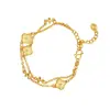 Nuevo Pulsera de Oro de Arena Estilo Chino Vietnamita, Pulsera de Doble Capa con Flor de Cuatro Hojas Grabada con Láser de Lujo Ligero para Mujeres, Joyería Sencilla y Duradera