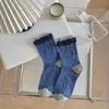 Calcetines vintage para mujer de color azul bosque con patrón de rombos, encaje con volantes, de longitud media hasta la pantorrilla, adecuados para primavera, verano y otoño