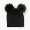 Sombrero de Punto Unisex de Doble Bola Lindo de Venta Caliente Transfronterizo Otoño e Invierno Espesado de Lana Sombrero Cálido con Protección para Orejas Cortavientos Sombrero para el Frío