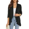 Roupas Femininas Europeias e Americanas Transfronteiriças Estação Independente da Amazon Outono Novo Cardigan de Cor Sólida Jaqueta Manga Sete Babados Top