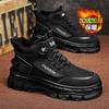 Botas de Inverno Masculinas com Veludo, Quentes e Aconchegantes, Botões Giratórios, Impermeáveis, Antiderrapantes, Solas Grossas, Sapatos de Neve de Algodão Esportivos com Elevação