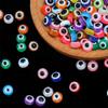 Cuentas redondas planas de resina de color, cuentas de ojo hechas a mano, para hacer pulseras, pendientes, cuentas espaciadoras, accesorios de joyería, materiales
