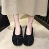 Zapatos Planos de Moda con Lazo y Pelo para Mujer 2025 Nuevos Zapatos de una Sola Pieza Zapatos Peludos Zapatos Planos Cálidos y Bajos