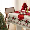 Mantel de Navidad Impermeable y a Prueba de Aceite Sin Lavar Mantel de Ambiente Año Nuevo Rojo Decoración Festiva Mantel para Mesa de Café