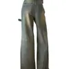 Jeans de pierna ancha acampanados rasgados estilo retro americano para mujer, pantalones sueltos de cintura alta para primavera/verano hasta el suelo