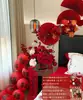 Decoración de flores artificiales para cabecera de habitación de bodas, adornos para dormitorio de casa nueva, juego de decoración de boda de alta gama con el carácter "doble felicidad"