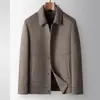 Chaqueta de otoño e invierno para hombre con cuello de solapa, estilo workwear, forro de plumón desmontable, estilo de negocios joven y lujoso, abrigo de lana cálido