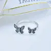 Anillo de flor retro personalizado de plata de ley S925 para mujer, simple, de moda, temperamento, versátil, con apertura, regalo para amigas, estudiantes