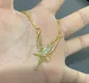 Colar Longrui Transfronteiriço Novo Anjo Desejo Venda Quente Colar Asas de Anjo de Diamante Charme Joia da Moda