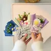 Buquê de Flores Pompons Tricotadas Transfronteiriças, Buquê de Girassóis, Mini Buquê Tricotado, Conjunto de Presente com Flores Artificiais