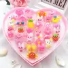 Anillos de Resina de Gemas de Dibujos Animados de 36 Piezas Más Vendidos Set de Anillos de Plástico para Niñas de Preescolar