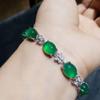 Pulsera de mariposa de ágata y calcedonia verde bañada en plata 925 de alta calidad, pulsera de trébol de cuatro hojas de ágata y jade.