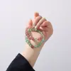Pulsera de Cristal Verde Fresa Silvestre Marrón Pulsera Sencilla de Cristal Verde Regalo Flor de Durazno de Este Año de Vida para Novia