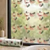 Adesivo de Vidro Impressão UV Padrão Floral Rosa e Verde Adesivo Decorativo para Porta e Janela Atacado