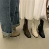 Sapatos de salto alto de alta qualidade Botas Martin brancas Botas francesas pequenas Botas de tornozelo Outono Verão com forro de lã Novas botas skinny Botas femininas