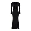 Elegante Vestido Azul de Alça Fina com Cinto + Cardigã para Mulheres Outono Emagrecedor Ajustado Malha Bodycon Saia Longa