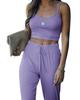 Conjunto informal de dos piezas para mujer, de comercio exterior, con tirantes cortos y pantalón liso, XX0108