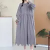 Vestido Largo Bordado de Manga Larga Estilo Mori Girl Japonés para Mujer, Vestido Largo Elegante Simple Artístico de Cuello Redondo Ajustado para Mujer