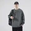 Camiseta de Algodón Pesado de Manga Larga para Hombre Marca de Moda Primavera Otoño Sudadera Versátil para Hombre Primavera Holgada Casual Camiseta Base