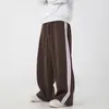 Pantalones Casuales Rectos Americanos de Calle Personalizados para Hombre Otoño Invierno Bloque de Color Cinta Tejida Marca de Tendencia Retro Deportivos